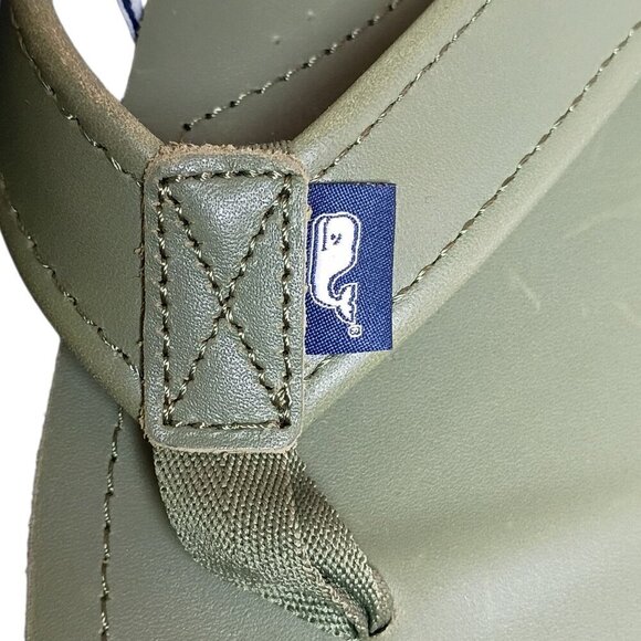 NEW Vineyard Vines Men’s Size 11 Clover Green Leather Contoured Flip Flop Sandal main image 13